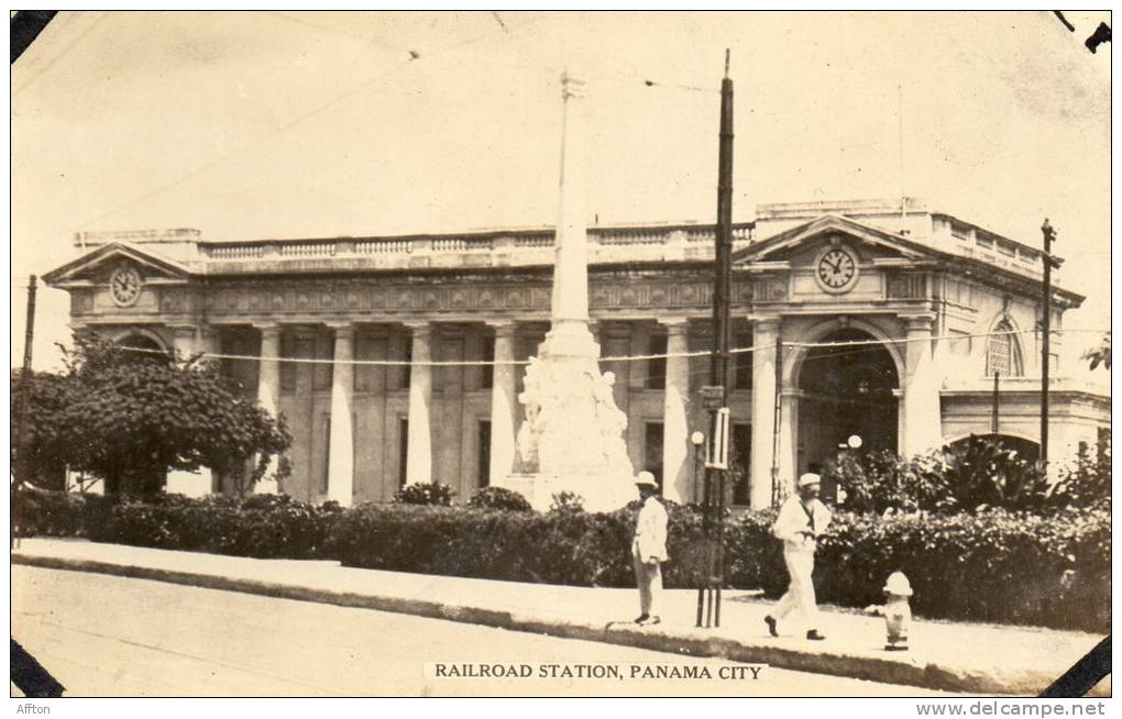Railroad Station Panama City Old Real Photo Postcard - Panama