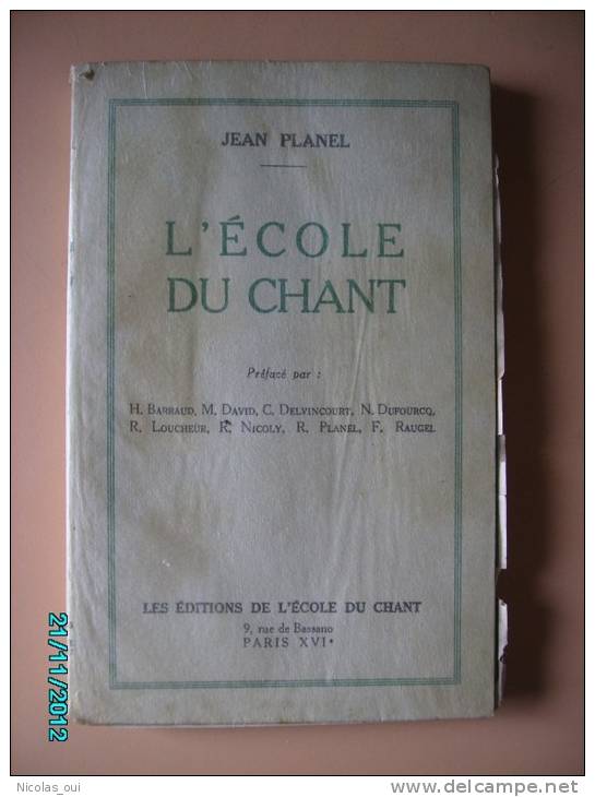 1948 L'ECOLE DU CHANT  Jean PLANEL - Música