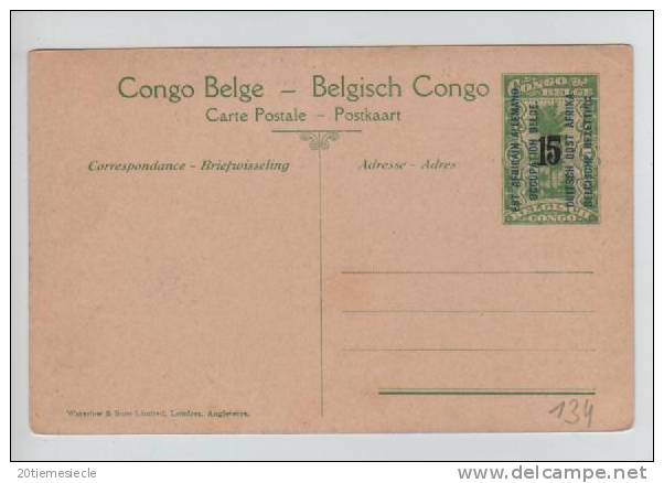 Belgisch Congo Belge CP Vue 10 Surchargé Est Africain Allemand Occupation Belge Unused AP197 - Entiers Postaux