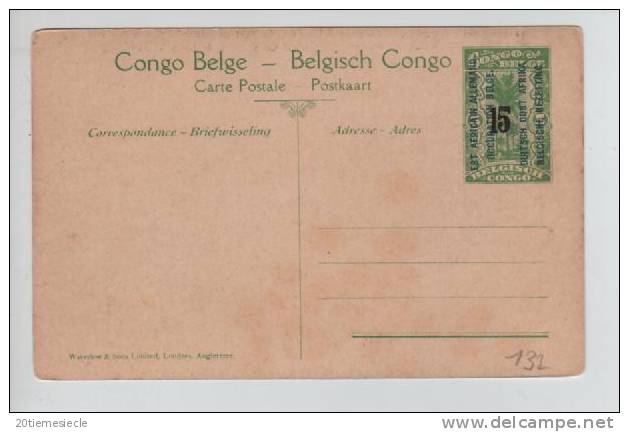 Belgisch Congo Belge CP Vue 8 Surchargé Est Africain Allemand Occupation Belge Unused AP199 - Entiers Postaux