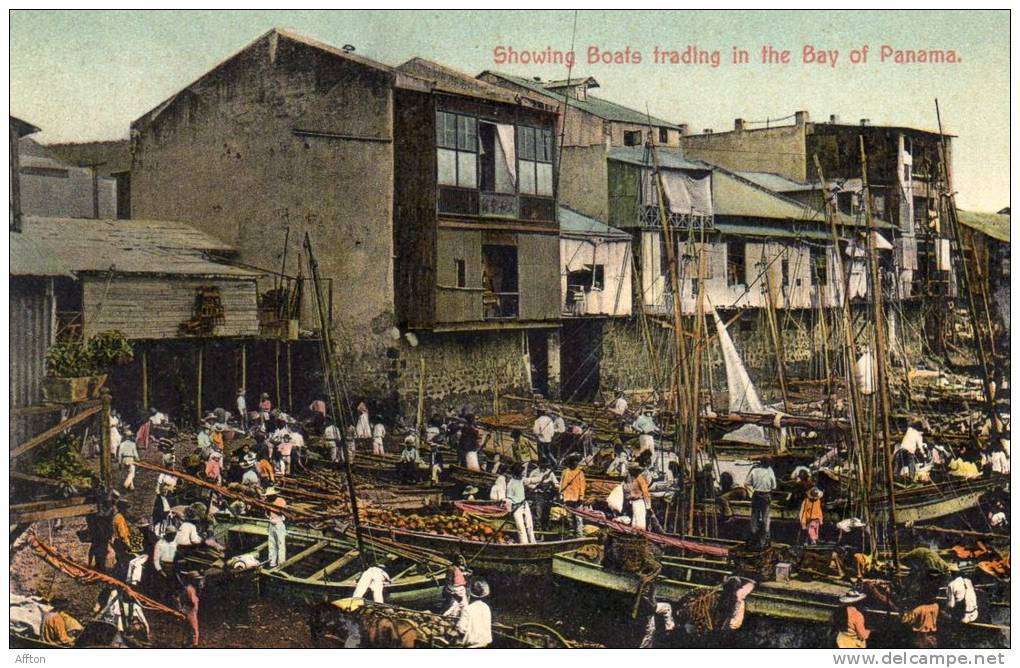 Showing Boats Trading InThe Bay Of Panama 1905 Postcard - Panama