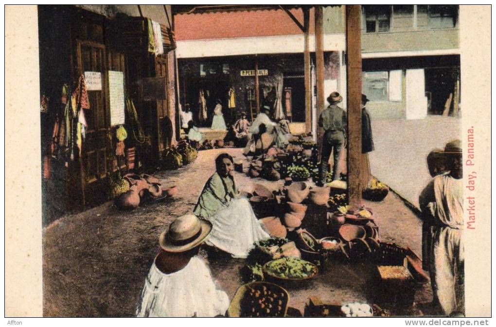 Market Day Panama City 1905 Postcard - Panama