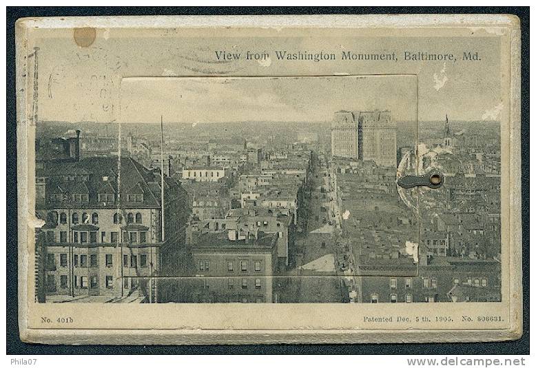 View From Washington Monument, Baltimore MD.  --old Postcard With 12 Small Pictures Of Other Interesting Sites Of Baltim - Baltimore