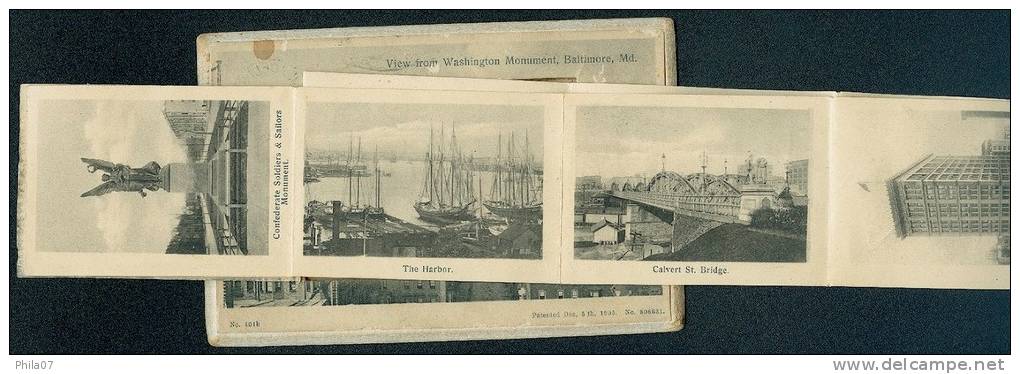 View From Washington Monument, Baltimore MD.  --old Postcard With 12 Small Pictures Of Other Interesting Sites Of Baltim - Baltimore