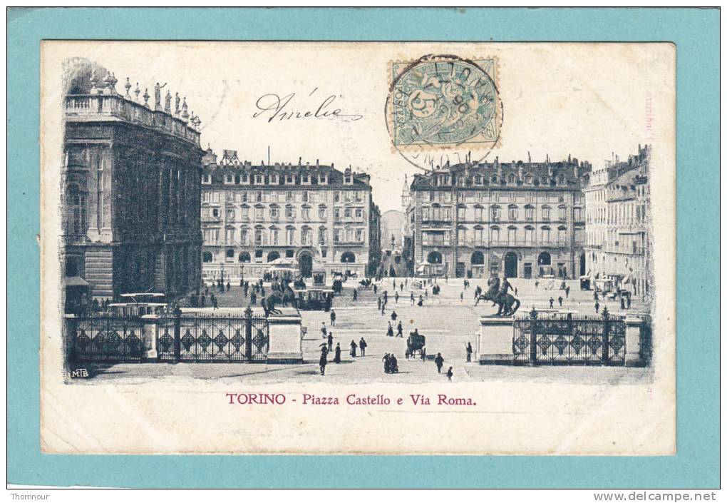 TORINO  -  Plazza Castello E Via Roma  -  1906 -   BELLE CARTE  PRECURSEUR  ANIMEE - - Andere Monumente & Gebäude