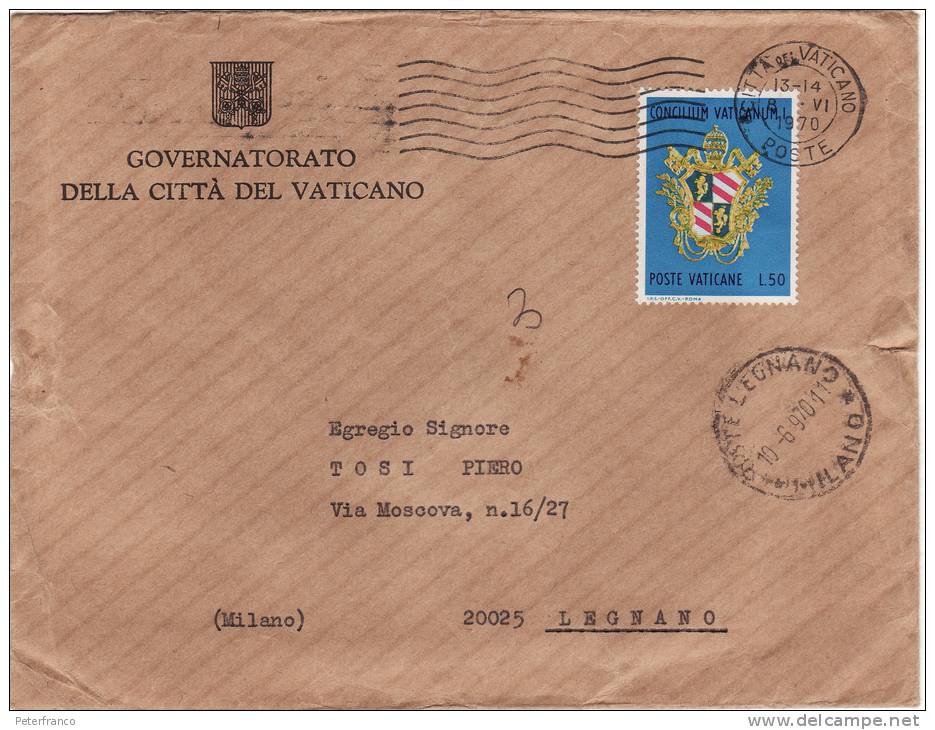 P - Vaticano - Busta Con Annullo 10/6/1970 - Other & Unclassified