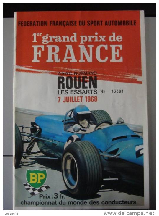 Programme 1er Grand Prix De France De Formule 1 Rouen Les Essarts 1968 - Programmes