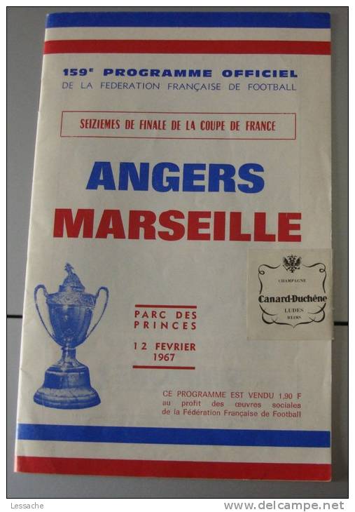 Programme Officiel Coupe De France Angers-Marseille 1967 Foot Ball - Programmes