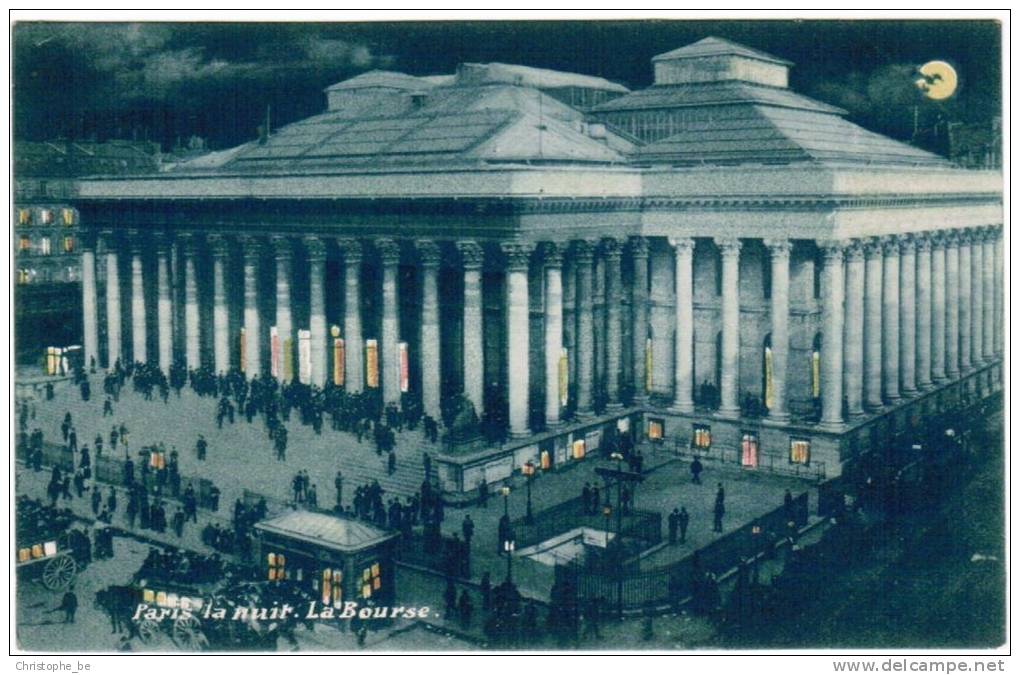 CPA Paris La Nuit, La Bourse (pk6051) - Paris By Night