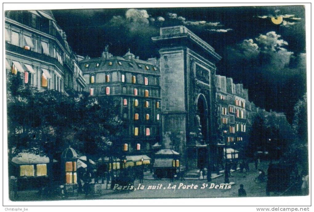 CPA Paris La Nuit, La Porte St Denis (pk6053) - Paris La Nuit