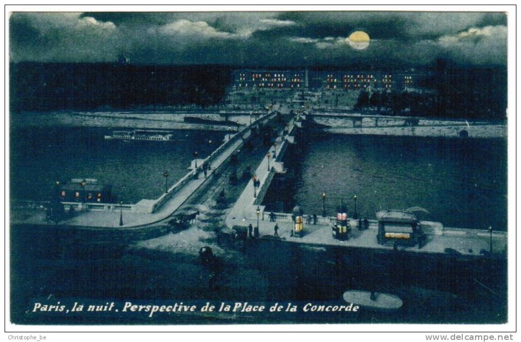 CPA Paris La Nuit, Perspective De La Place De La Concorde (pk6055) - Paris La Nuit