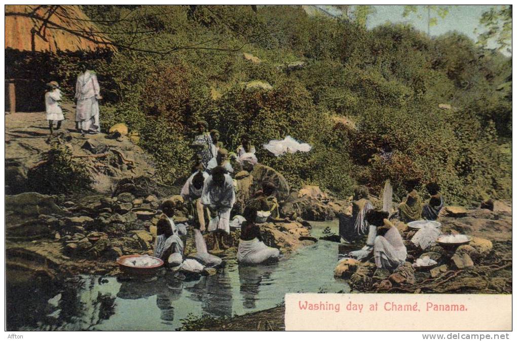 Washing Day At Chame Panama Types 1905 Postcard - Panamá