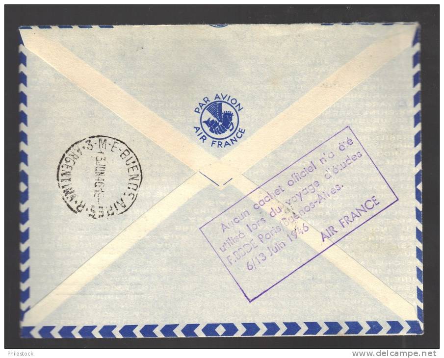 FRANCE 1946 Obl. S/Lettre Voyage D'études F.BBDE Paris Buenos Aires - Briefe U. Dokumente