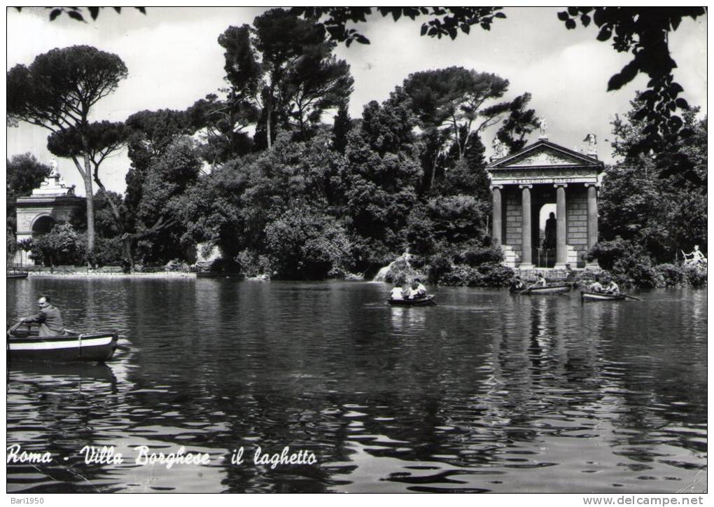 Bellissima Cartolina Anni 60 -  " Roma - Villa Borghese Il Laghetto " - Parchi & Giardini