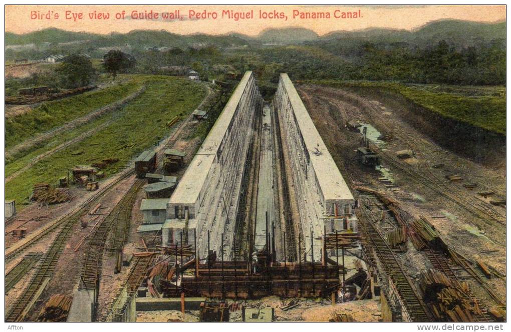 Guide Wall Pedro Miguel Panama Canal Construction 1905 POstcard - Panama