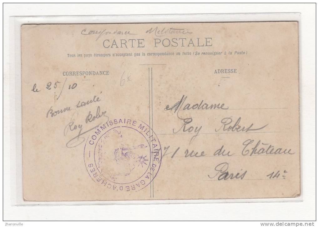 CPA Couleur - HAZEBROUCK - Postes Et Télégraphes - Facteur - Cachet De La Gare D' Achéres - Commissaire Militaire - Hazebrouck