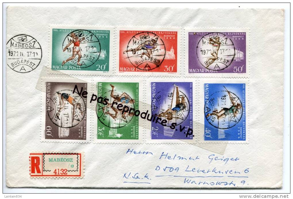 - Cover Recommandé - MAGYAR POSTA, MABÉOSZ, 7 Stamps - 1971, Cachet Budapest, Athlétisme, TBE, Scans. - Cartas & Documentos