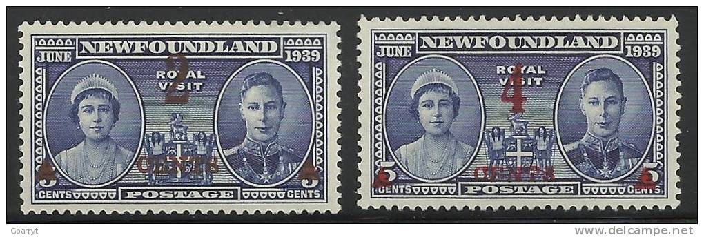 Canada Newfoundland Scott # 250 - 251 MVLH VF..............................G115 - 1908-1947