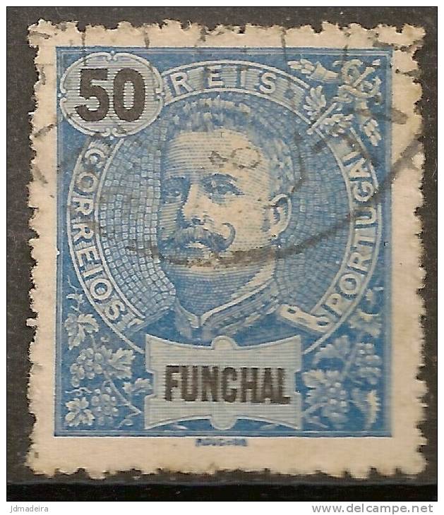 Funchal – 1897 King Carlos 50 Réis Used Stamp Scarce Variety - Funchal