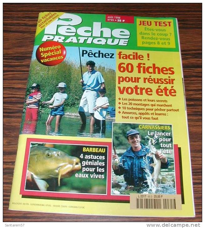 Revue MAGAZINE Pêche Pratique N° 65 Août 1998 - Jagen En Vissen