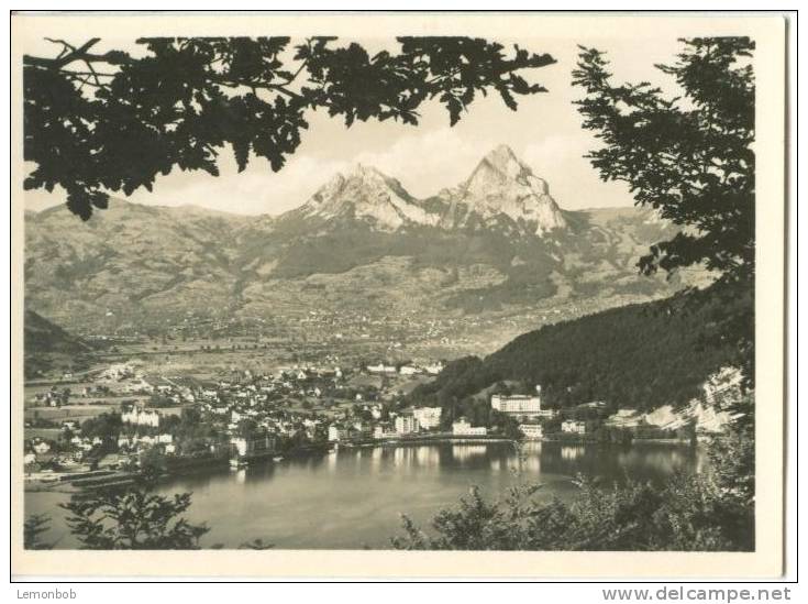 Switzerland, View From Seelisberg, Brunnen With The Two Summits Of The Mythen, Mini Photo [12610] - Other & Unclassified