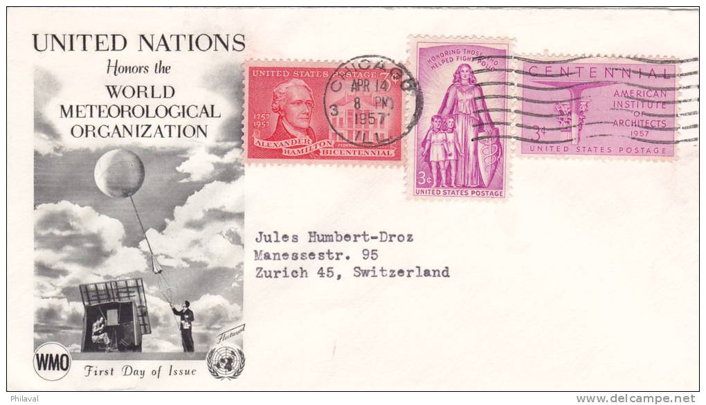 Worlld Meteorological Organization - First Day Off Issue - 14.APR.1957 - 1951-1960