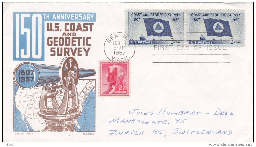 150th Anniversary U.S Coast And Geodetic Survey - First Day Of Issue - 1957 - 1951-1960