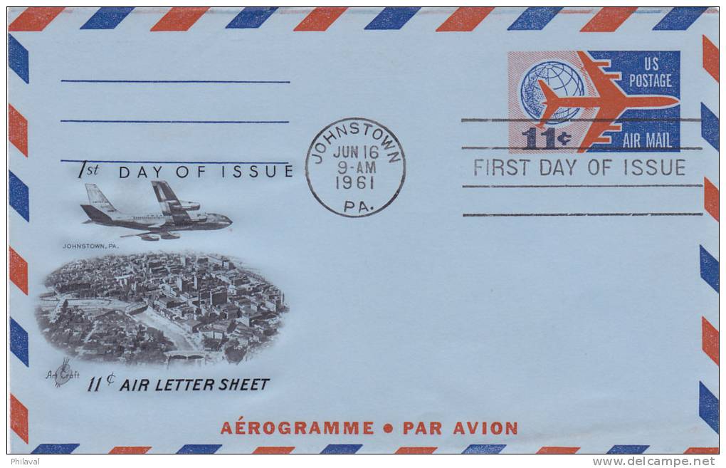 Air Lettre Sheet - Aéerogramme.Par Avion - First Day Of Issue - 16 Jun 1961 - 1961-1970