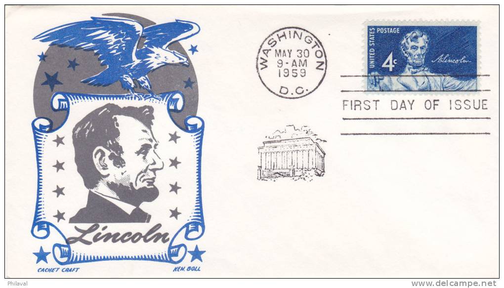 Lincoln - First Day Of Issue - 30 May 1959 - 1951-1960