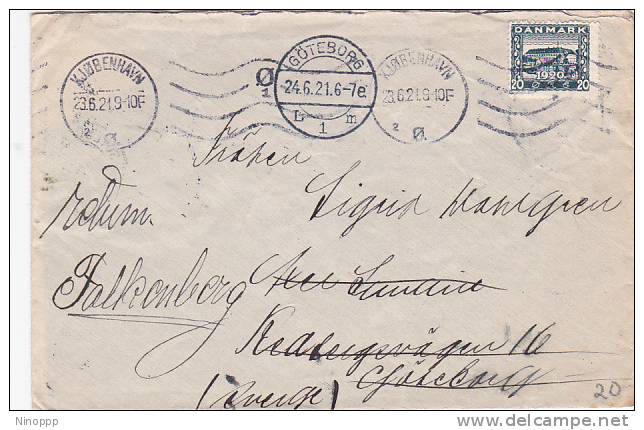 Denmark 1921 Cover From Falkenberg To Goteborg - Used Stamps