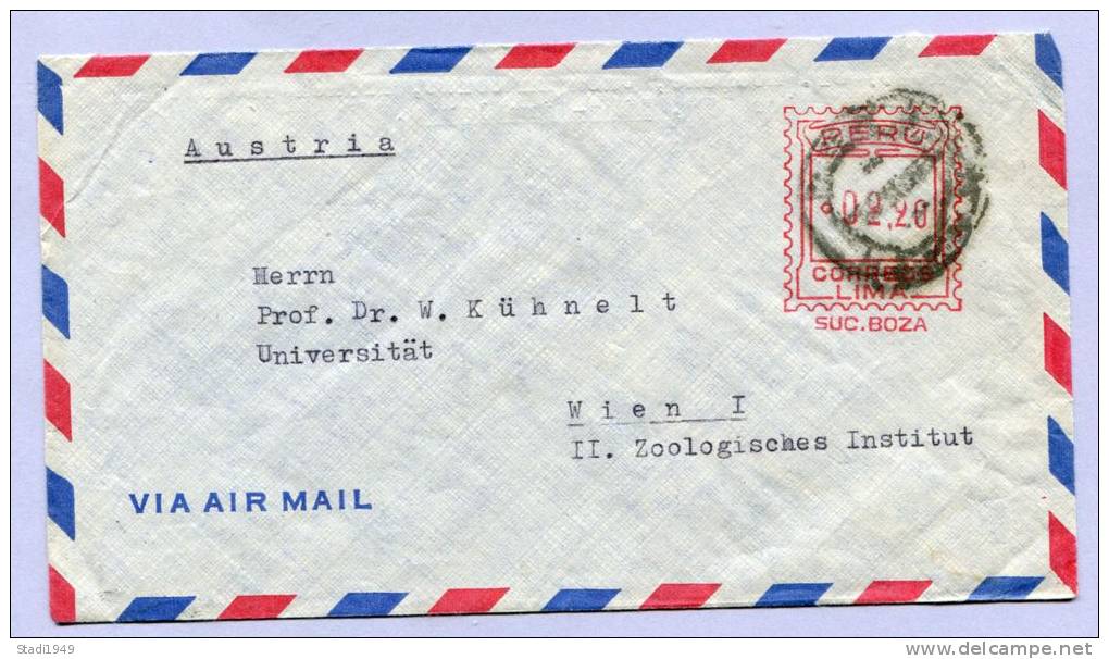 Air Mail Letter Peru Lima To Vienna 1956 ( 109 ) - Peru