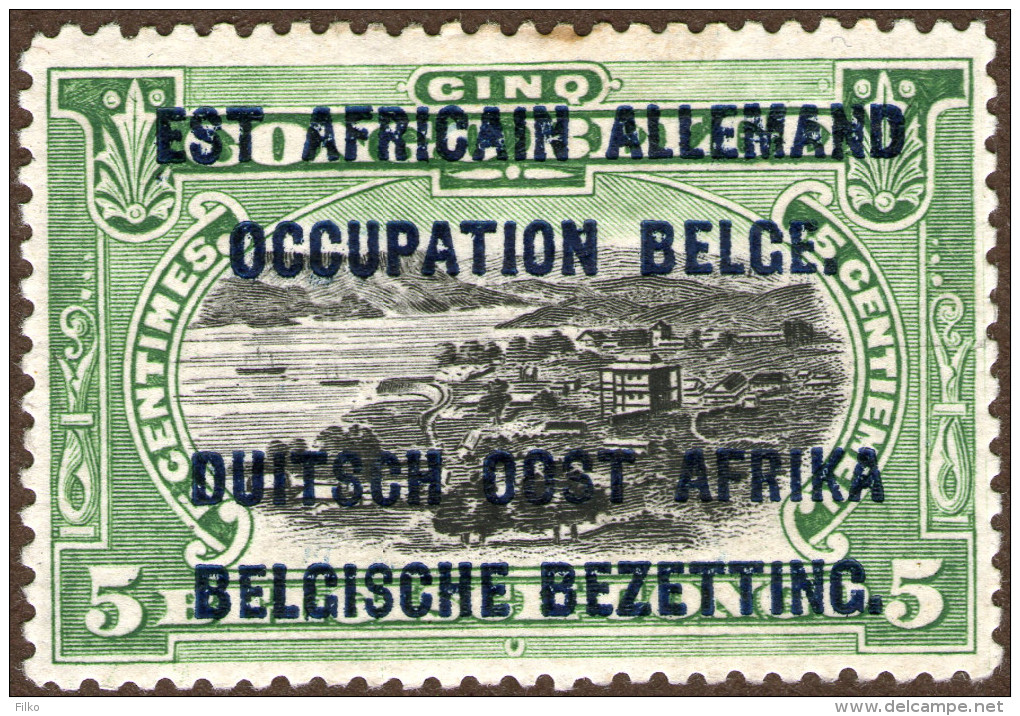 Ruanda-Urundi,Y&T#28,5c Green,the Space Between OCCUPATION And BELGE Is Smudgy ,MLH *,as Scan - Nuovi