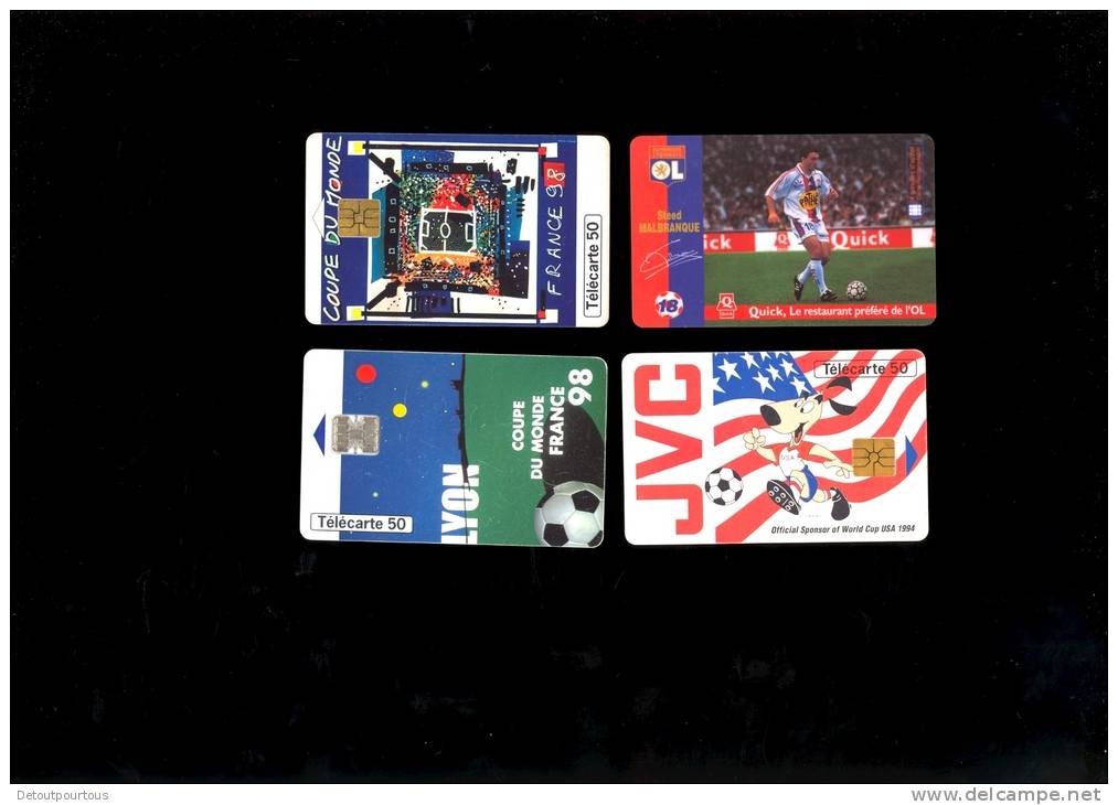 4 Telecartes OL FOOT OLYMPIQUE LYONNAIS Tirage 2250 Ex Steed Malbranque Quick Football Coupe Du Monde 98 LYON +USA 1994 - Sport