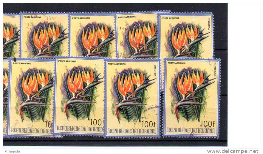 Burundi 1986, 100F Ø  Fleurs D’Afrique, 10 Ex. Du  PA558  Ø - Oblitérés