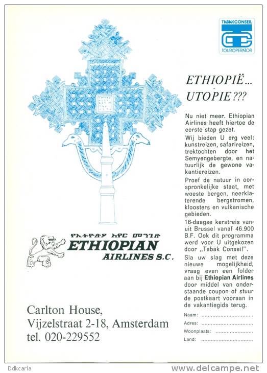 Oude Reclame Advertentie 1976 - Ethiopian Airlines S.C. - Aviation - Publicités