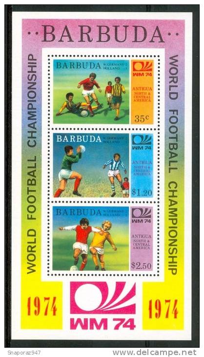 1974 Barbuda "Munich 74" World Cup Coupe Du Monde Calcio Football Block MNH** D298 - 1974 – Germania Ovest