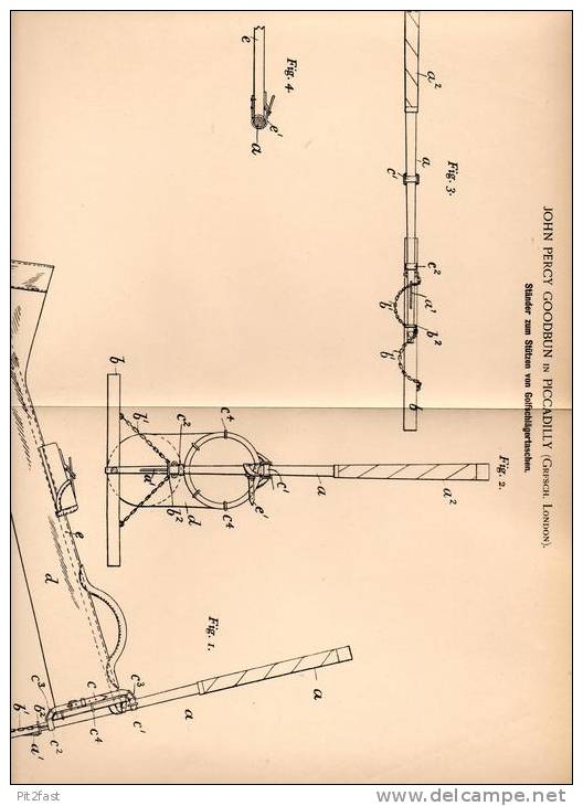 Original Patentschrift - J. Goodbun In Piccadilly , London , 1901 , Golf - Schlägertasche !!! - Uniformes Recordatorios & Misc