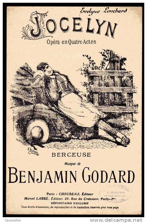 PARTITION - JOCELYN - OPERA EN 4 ACTES - BERCEUSE - MUSIQUE BENJAMIN GODARD - Opéra