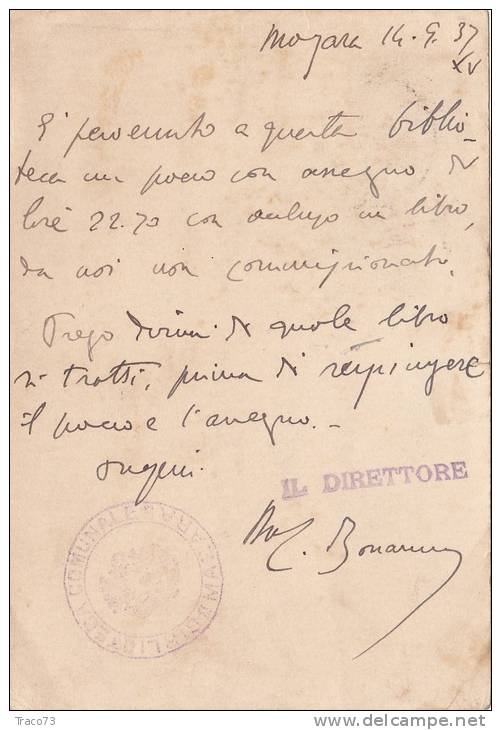 MAZARA DEL VALLO  14.9.1937 /  Cartolina Pubblicitaria  " Studio Legale Avv. Leonardo BONANNO " _  Viaggiata - Mazara Del Vallo