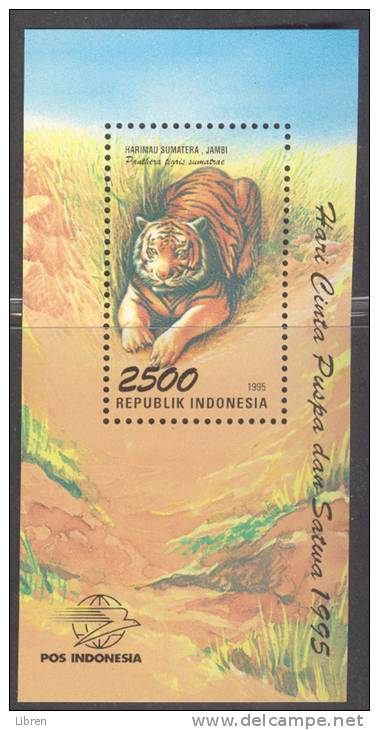 INDONESIA 1995 M/S, BLOCK 120 FAUNE, TIGRE, TIJGER, PREDATOR. MNH, POSTFRIS, NEUF**. - Indonesien