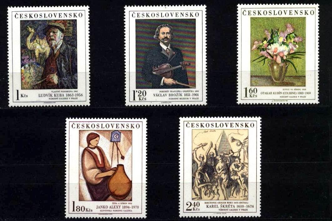 CS 1974 Mi 2232-36 Paintings ** - Unused Stamps