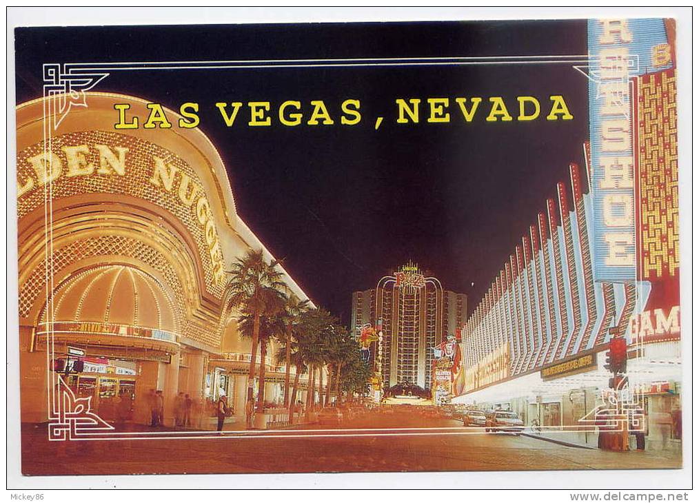 Etats-Unis--LAS VEGAS--Downtown-la Nuit (Golden Nugget,Union Plaza)-- ,cpm N° LV-13  éd 1990 R T S Inc - Las Vegas