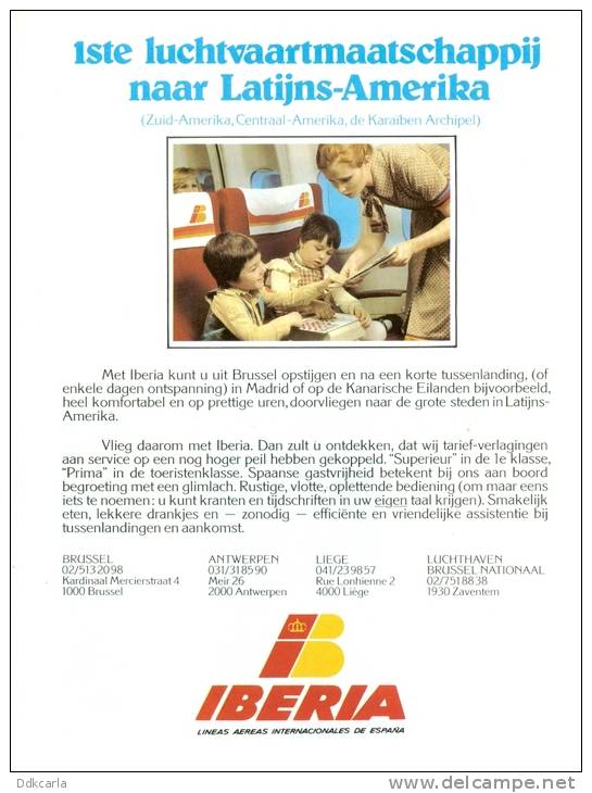 Oude Reclame Advertentie 1982 - IBERIA Airlines - Lineas Aereas Internacionales De Espana - Aviation - Publicités