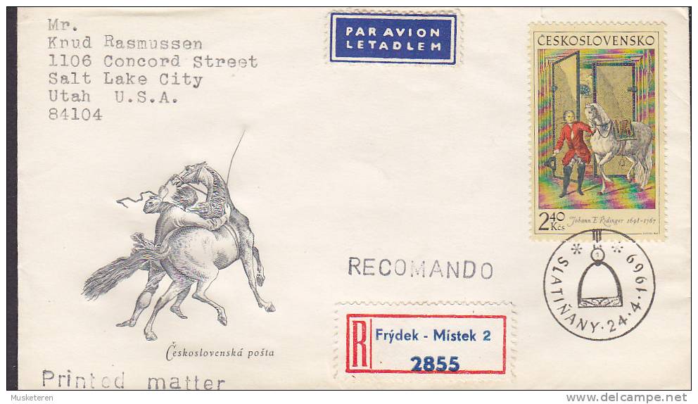 ## Czechoslovakia Airmail Einschreiben Ersttag Brief Registered FDC Cover 1969 To SALT LAKE CITY United States (2 Scans) - FDC