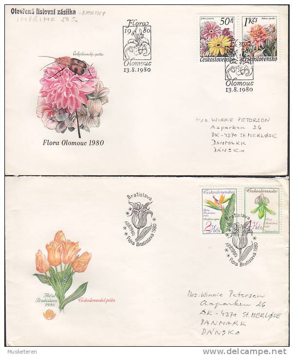 ## Czechoslovakia Ersttag Briefe FDC Covers 1980 Blumenausttelungen Flower Exhibitions - FDC