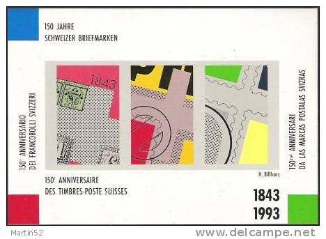 PTT-Souvenir 1993 Mit Vignettenblock "150 Jahre Schweizer Marken" Im Heft (siehe Details) - Carnets