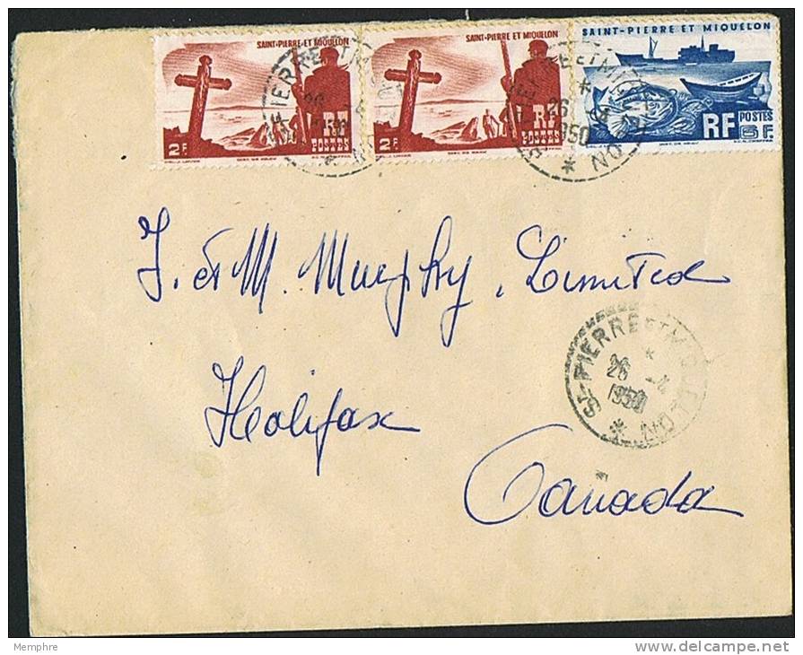 1950   Lettre   Pour Le Canada  Yv 334 X 2, 339 - Lettres & Documents