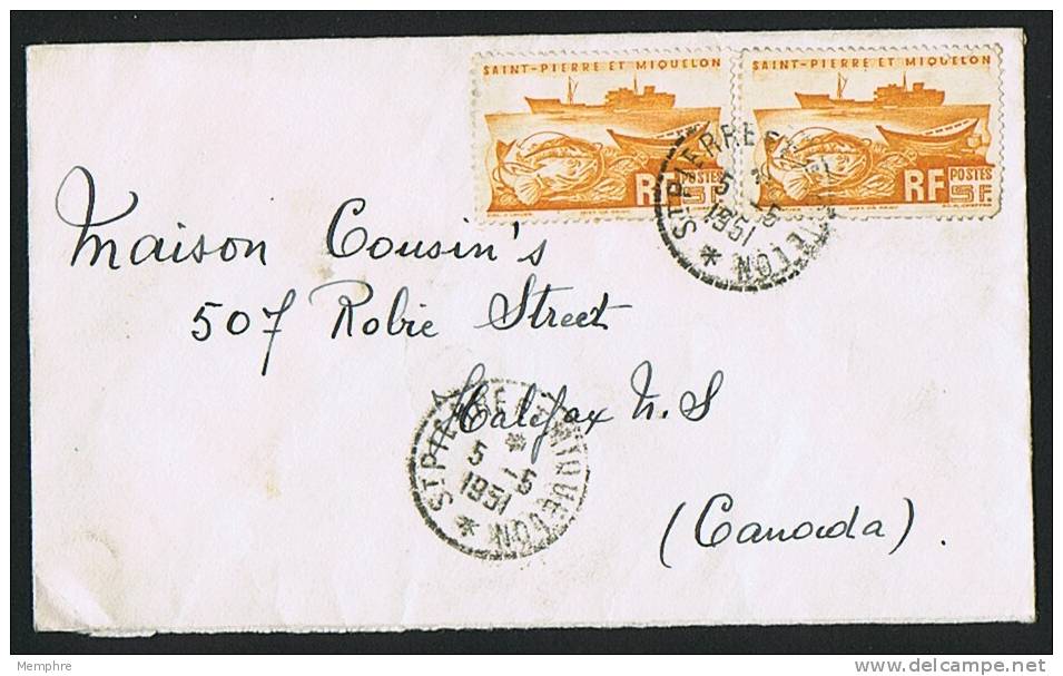 1951 Lettre  Pour Le Canada  Yv 338 X 2 - Lettres & Documents