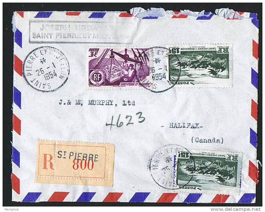 1954  Lettre  Recommandée Par Avion Pour Le Canada  Yv  335, 341 X 2 - Covers & Documents