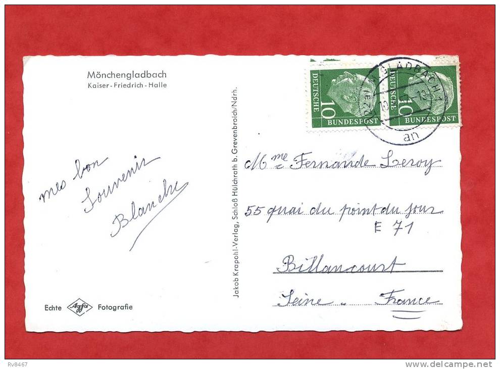 * MÖNCHENGLADBACH-Kaiser. Friedrich. Halle-1957(Voir Les 2 Timbres Au Dos)-Camion Devant - Moenchengladbach